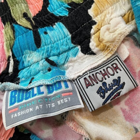 Vintage 80s Bugle Boy Anchor Blue Floral High Waisted Mom Shorts Womens Medium - Picture 7 of 12